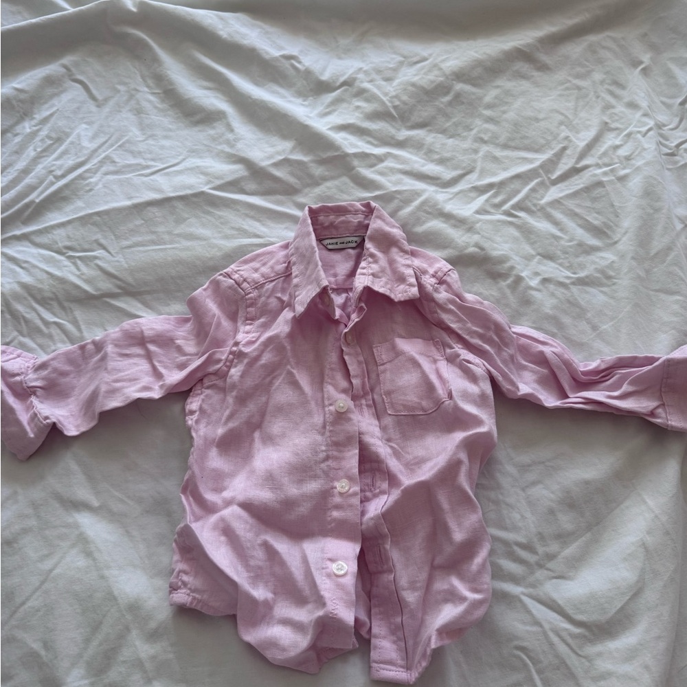 Janie and JackToddler linen Pink Button-Down Shirt